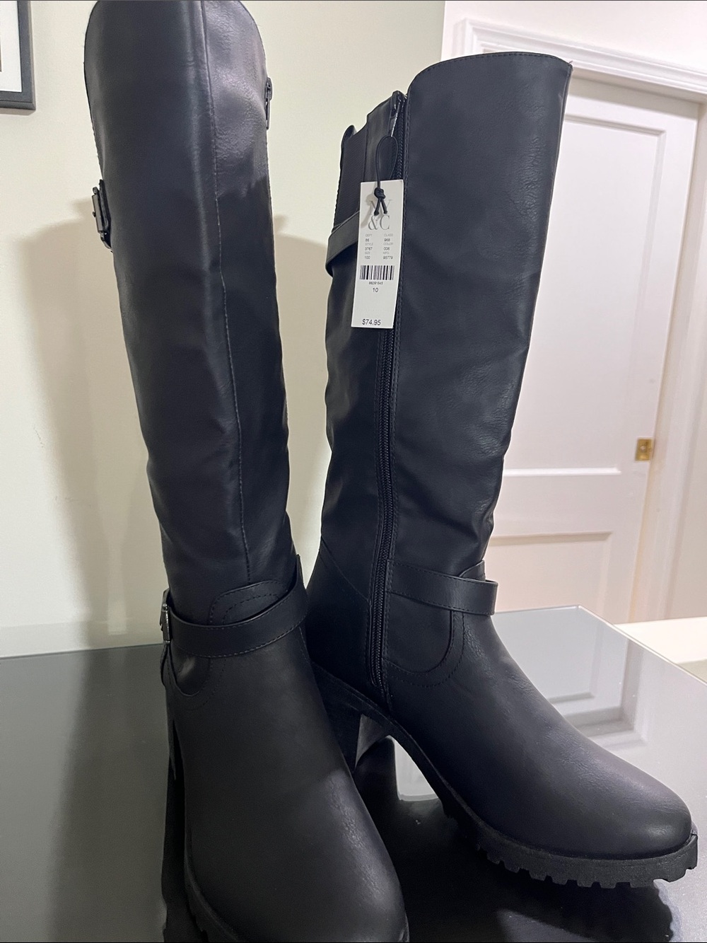 Olivia Miller Black Knee-High Heeled Riding Boots